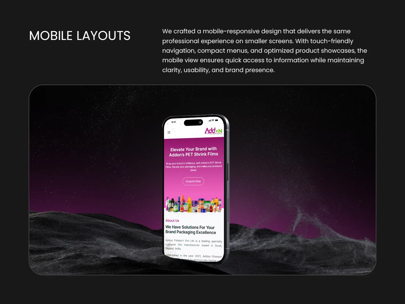 B2B corporate website development with responsive layouts for packaging manufacturer - AddOn