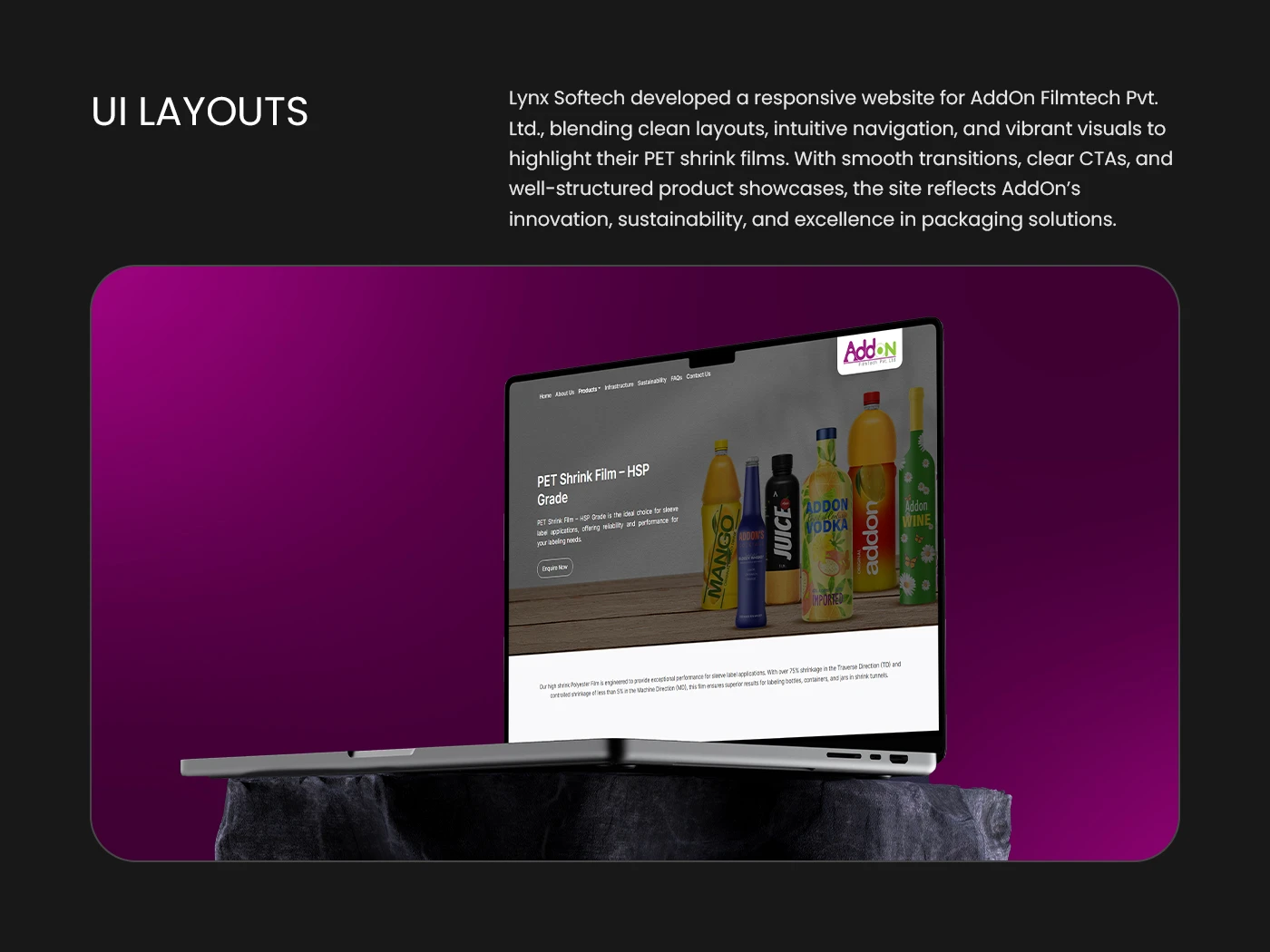 B2B corporate website development with responsive layouts for packaging manufacturer - AddOn