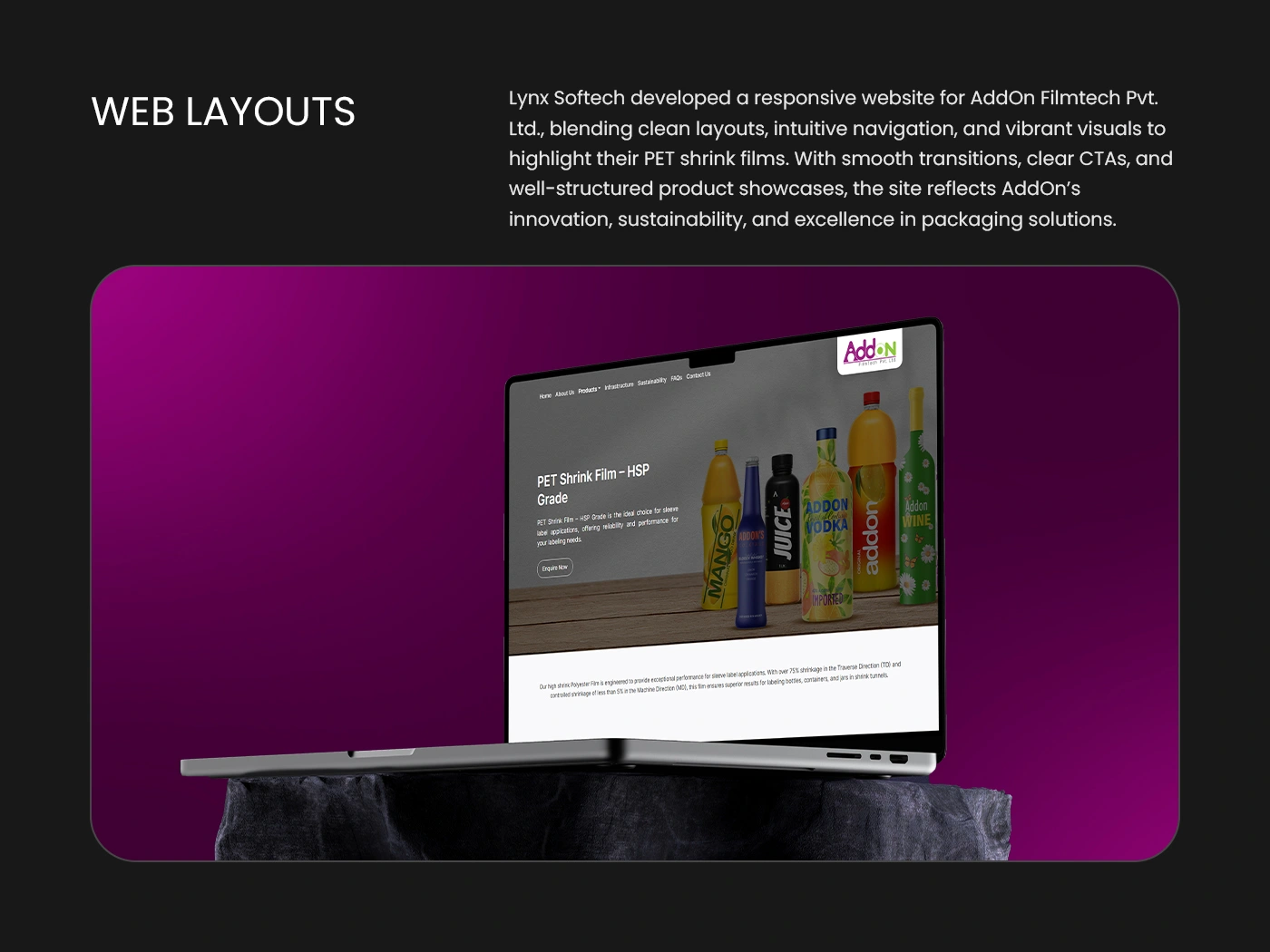 B2B corporate website development with responsive layouts for packaging manufacturer - AddOn