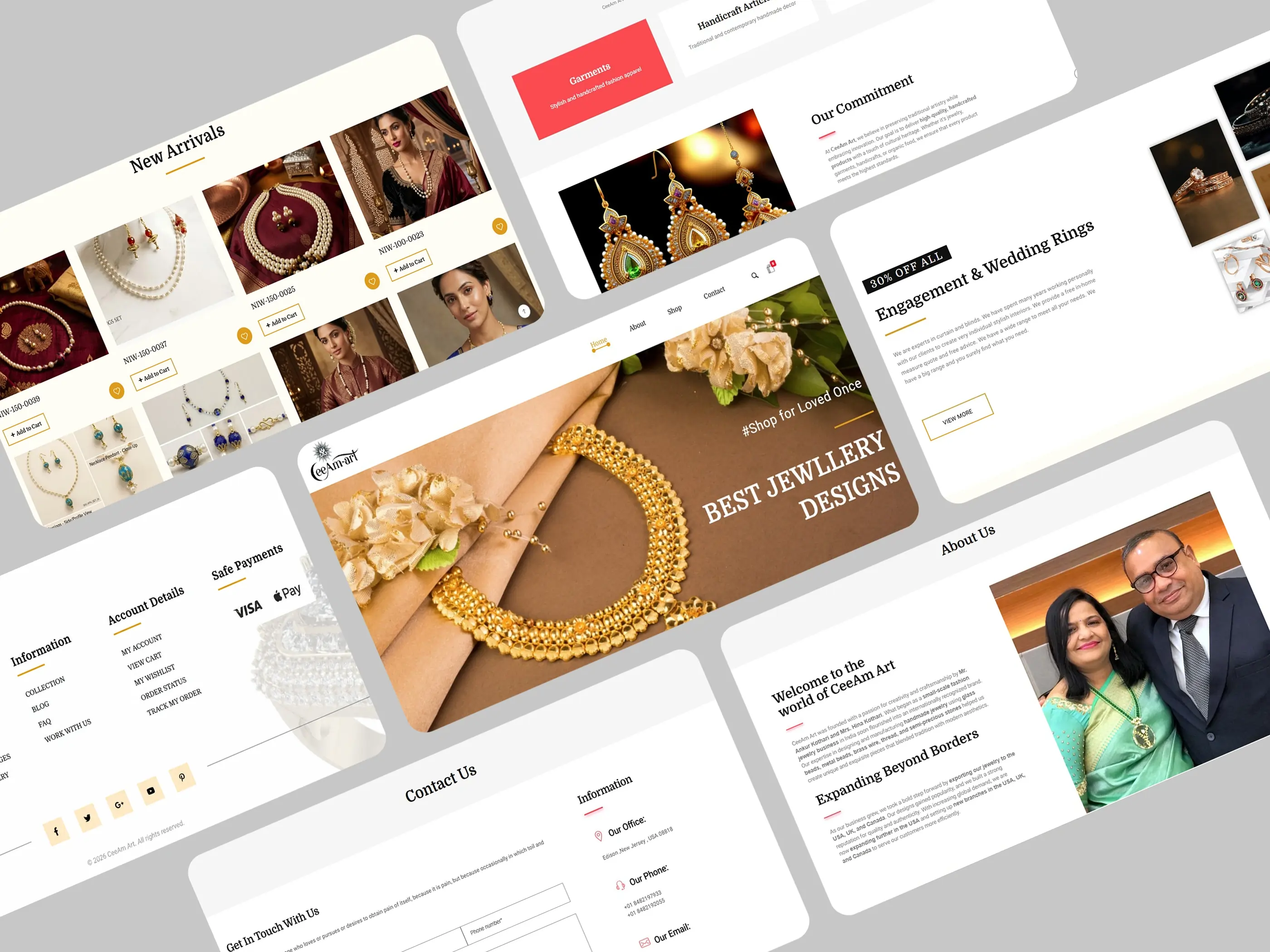 CeeAm Art high-resolution jewelry product grid featuring variable item layouts and hover states
