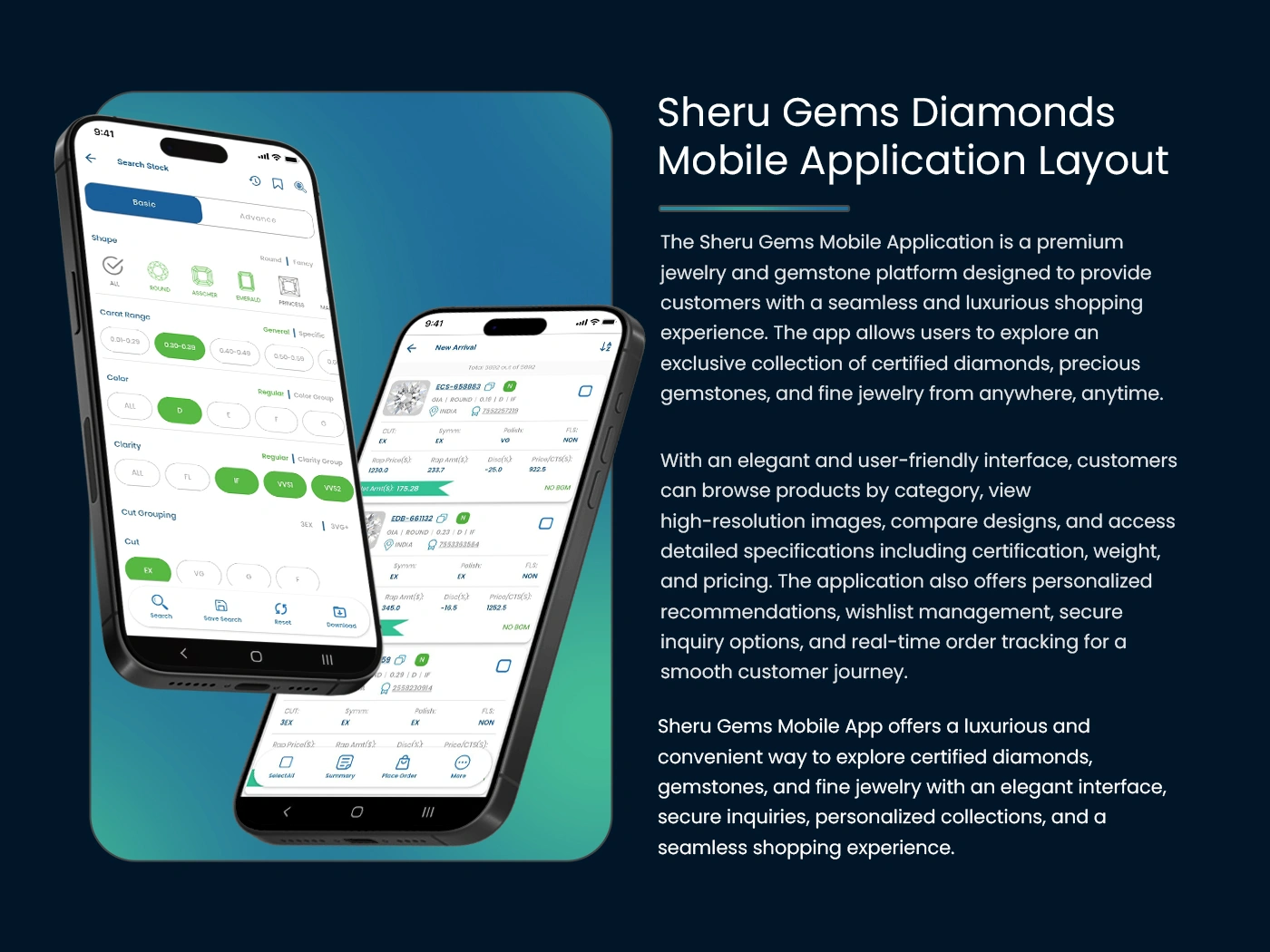 Mobile app for Diamond Stock & Order Management - Shairu Gems Group