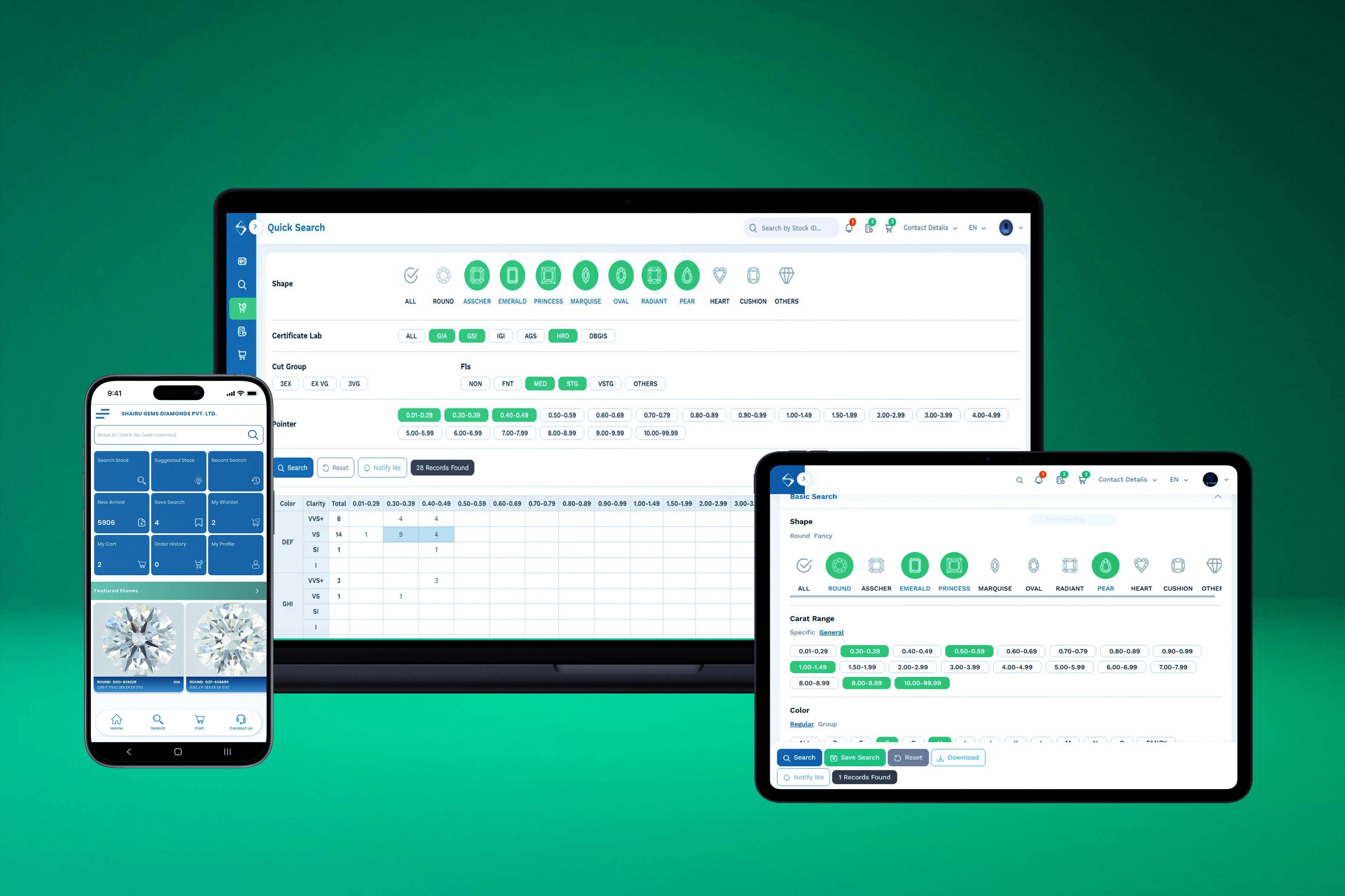Mobile app for Diamond Stock & Order Management - Shairu Gems Group