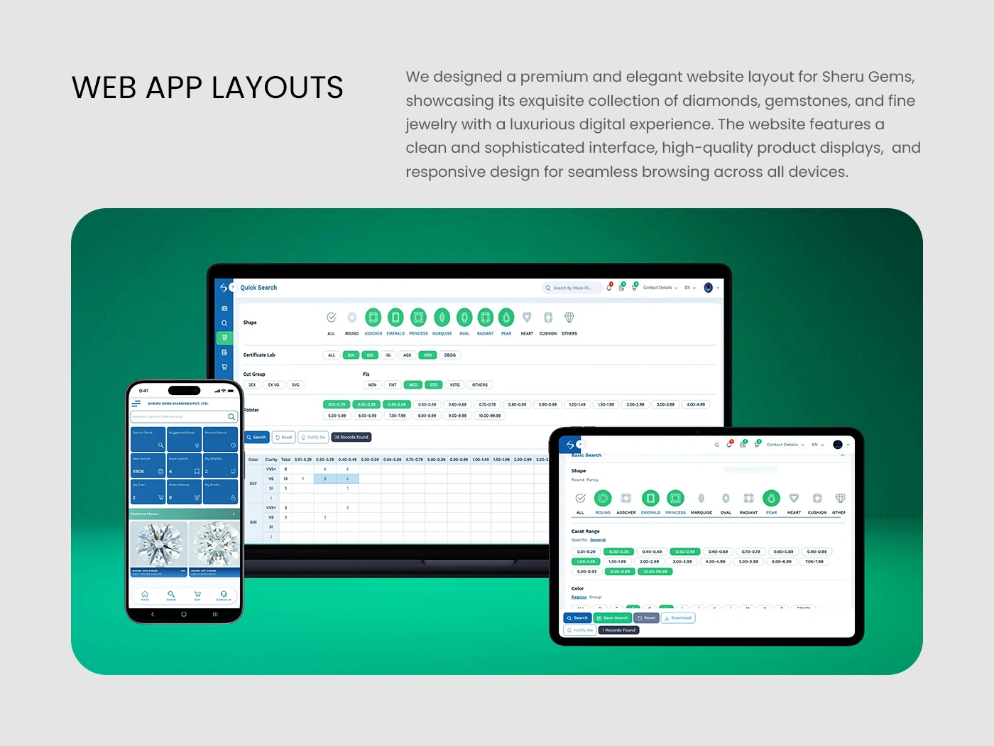 Mobile app for Diamond Stock & Order Management - Shairu Gems Group
